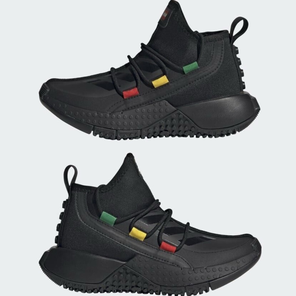 adidas Kids Black Sneakers with Red, Yellow, Green Accents